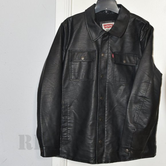 Men's Faux Leather Jacket - Black‎ Levi's - Picture 3 of 10